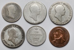 1-2 or 1817-1830, 20 kopecks 1858 et jeton NBP - set (6pcs)