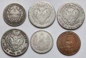 1-2 or 1817-1830, 20 kopecks 1858 et jeton NBP - set (6pcs)