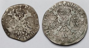 Pays-Bas, Albert et Isabelle et Philippe IV, Patagon 1617 et 1/2 patagon 1651 - set (2pc)