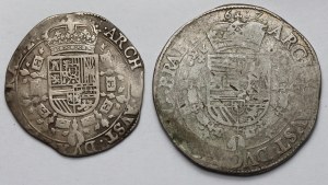 Pays-Bas, Albert et Isabelle et Philippe IV, Patagon 1617 et 1/2 patagon 1651 - set (2pc)