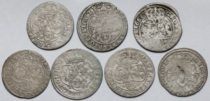 Jan II Kazimierz i Jan III Sobieski, Szóstaki 1662-1677 - zestaw (7szt)