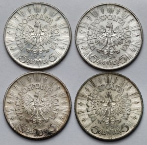 Piłsudski, 5 zloty 1935-1936 - set (4pc)