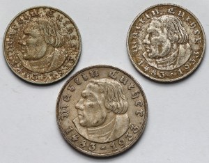 Germany, Third Reich, 2 and 5 marks 1933 - Luther (3pcs)