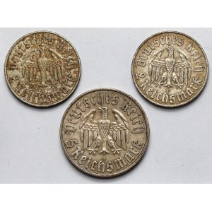Niemcy, III Rzesza, 2 i 5 marek 1933 - Luther (3szt)