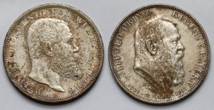 Germany, Bavaria and Württemberg, 5 marks 1907-1911 - set (2pcs)