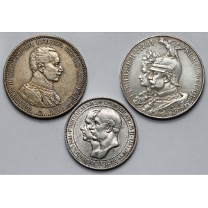 Niemcy, Prusy, 3-5 marek 1901-1913 - zestaw (3szt)