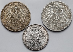 Germany, Prussia, 3-5 marks 1901-1913 - set (3pcs)