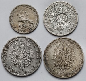 Germany, Prussia, Thaler 1861 and 2-5 marks 1874-1913 - set (4pcs)