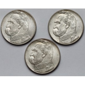 Piłsudski, 10 złotych 1935-1937 - zestaw (3szt)