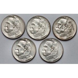 Piłsudski, 5 złotych 1934-1935- zestaw (5szt)