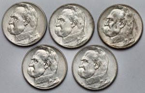 Pilsudski, 5 gold 1934-1935- set (5pcs)