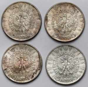Piłsudski, 5 zloty 1935 - set (4pc)