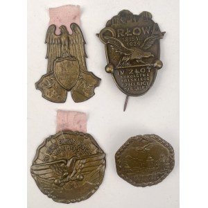 Towarzystwo Gimnastyczne Sokół Przypinki okolicznościowe 1927-1939 - zestaw (4szt)