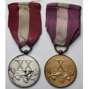 II RP, Medal za Długoletnią Służbę - Brązowy (X) i Srebrny (XX) (2szt)