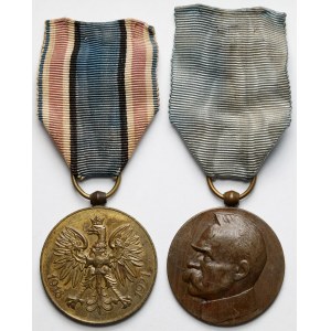 II RP, Medal Polska Swemu Obrońcy 1918-1921 i Dziesięciolecia Odzyskanej Niepodległości 1918-1928 - zestaw (2szt)