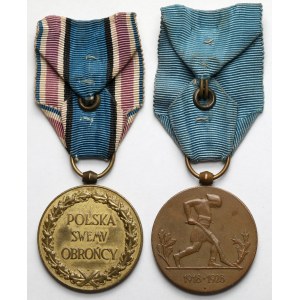 II RP, Medal Polska Swemu Obrońcy 1918-1921 i Dziesięciolecia Odzyskanej Niepodległości 1918-1928 - zestaw (2szt)