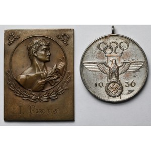 Niemcy, Medal i Plakieta sportowa 1936 - zestaw (2szt)