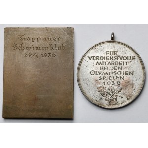 Niemcy, Medal i Plakieta sportowa 1936 - zestaw (2szt)