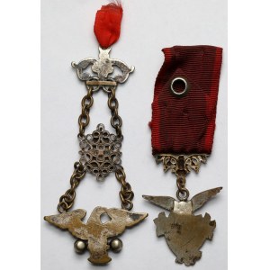 Towarzystwo Gimnastyczne Sokół”, Medal okolicznościowy i dewizka (XIX/XX w.) - zestaw (2szt)