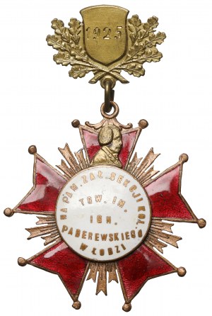 Insigne, commémorant la fondation de la section cycliste de la Société Ignacy Paderewski à Lodz en 1925