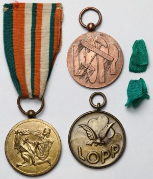 II RP, Ligue de défense de l'air et du gaz - Médailles commémoratives 1933-1938 - set (3pcs)
