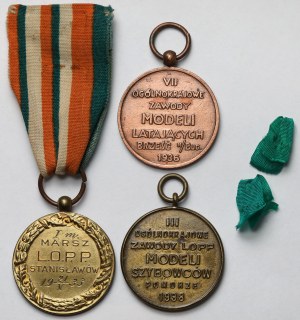 II RP, Ligue de défense de l'air et du gaz - Médailles commémoratives 1933-1938 - set (3pcs)