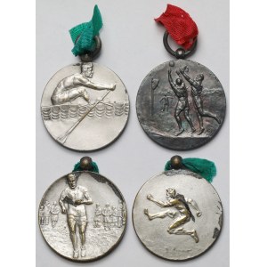 Posrebrzane Medale Sportowe 1930-1938 - zestaw (4szt)