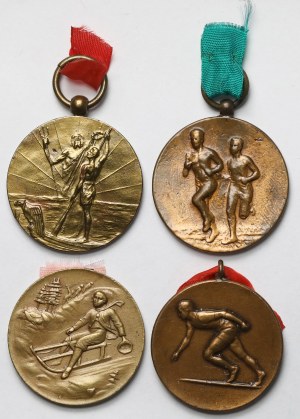 Médailles sportives en bronze 1929( ?)-1936 - set (4pcs)