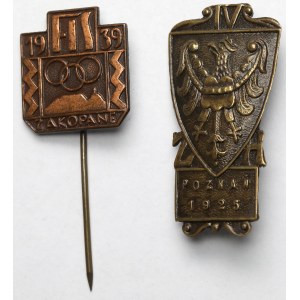 Poznań i Zakopane, Przypinki sportowe 1925-1939 - zestaw (2szt)