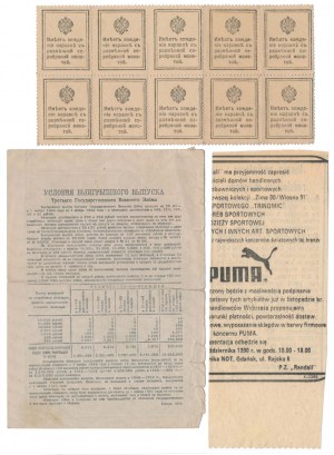 Russia - set, 20 kop stamp bills, war bond and newspaper clipping