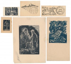 Camp de Woldenberg Oflag II-C - cartes postales et imprimés divers (6pc)