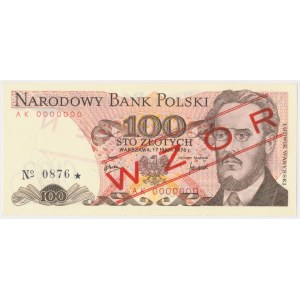 100 zł 1976 - WZÓR - AK 0000000 - No.0876