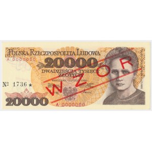 20.000 zł 1989 - WZÓR - A 0000000 - No.1736