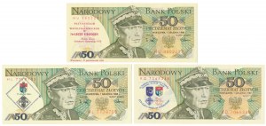 Série de 50 zlotys 1988 - avec impressions commémoratives PTN (3pcs)