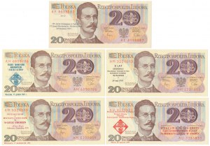Set de 20 zlotys 1982 - avec impressions commémoratives PTN (5pcs)