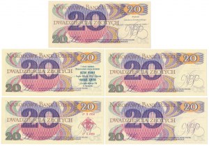 Set de 20 zlotys 1982 - avec impressions commémoratives PTN (5pcs)