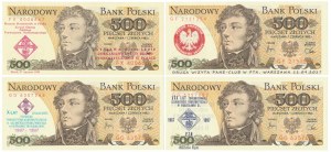 Lot de 500 zł 1982 - avec impressions commémoratives PTN (4pc)