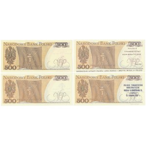 Zestaw 500 zł 1982 - z nadrukami okolicznościowymi PTN (4szt)