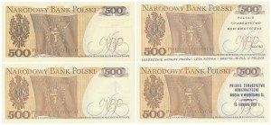 Lot de 500 zł 1982 - avec impressions commémoratives PTN (4pc)