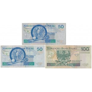 Zestaw 2x 50 zł i 100 zł 1994 - AA, AB (3szt)