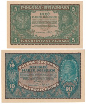 5 et 10 marques 1919 août - y compris RARE 10 mkp lettre simple - set (2pcs)