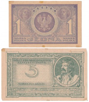 1 et 5 marques 1919 mai - set (2pcs)