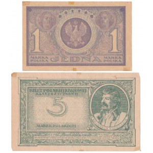 1 i 5 marek 1919 Maj - zestaw (2szt)