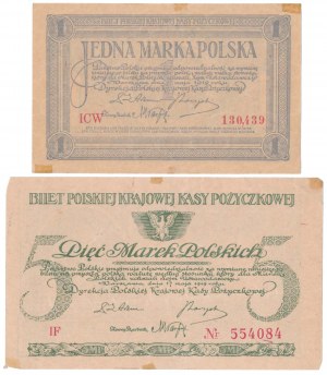 1 et 5 marques 1919 mai - set (2pcs)