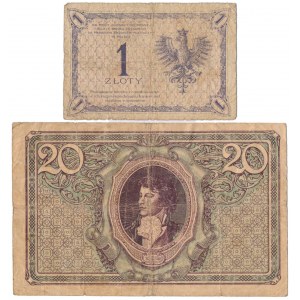 20 mkp 1919 Maj i 1 zł 1919 - zestaw (2szt)