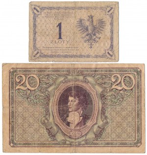 20 mkp 1919 mai et 1 zloty 1919 - set (2pcs)