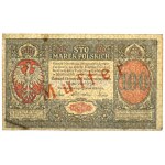 100 mkp 1916 Generał, Jednostronny WZÓR produkcyjny awersu MUSTER / DRUCKPROBE