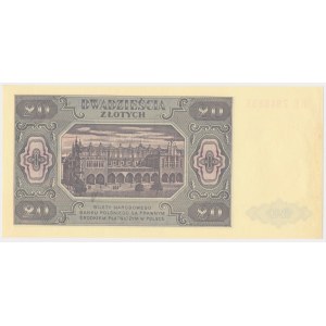 20 złotych 1948 - KE - z nadrukiem 150 lat NBP
