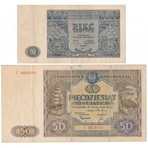 5 i 50 zł 1946 - zestaw (2szt)