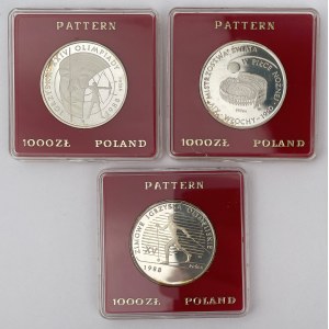 Próba SREBRO 1000 złotych 1987-1988 - zestaw (3szt)